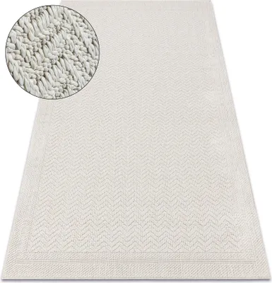 Produktbild von Teppich ORIGI 3739 creme - Rahmen, Fischgrät flachgewebte SISAL schnur beige 136x190 cm