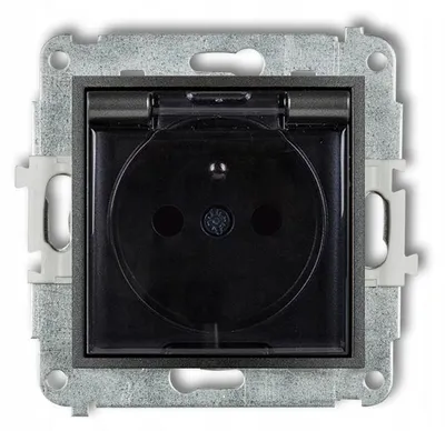 Produktbild von MINI-Spritzwasserschutzsteckdose mit/ohne IP44 mit Abdeckungen, Rauchschutzklappe, Graphit 11MGPB-1zdp
