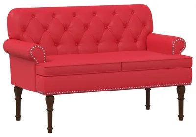 Obrázek produktu pro vidaXL Dvoumístná pohovka s knoflíkovým prošíváním, červená, 120 x 65 x 77 cm, umělá kůže