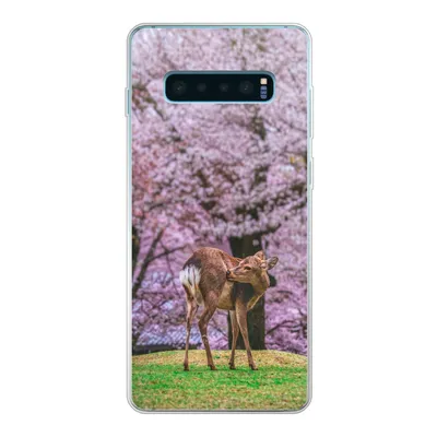 Produktbild von MuchoWow® Handyhülle Schutzhülle Hülle für Samsung Galaxy S10 Plus Hirsch - Rosa - Blüte Silikon Softcase Handy Hülle - Schutzhülle