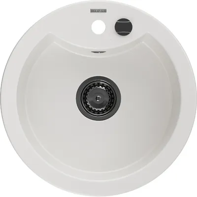 Obrázek produktu pro Mexen Diego 1-miskový granitový dřez 488 x 480 mm, Bílá, sifon Černá - 6512481000-20-B