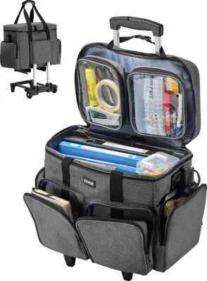 Produktbild von VEVOR Laptop Trolley 43x21x41 cm, passend für Laptops bis zu 39,6 cm, Aktenkoffer, Notebook Trolley mit Teleskopgriff, (Grau)