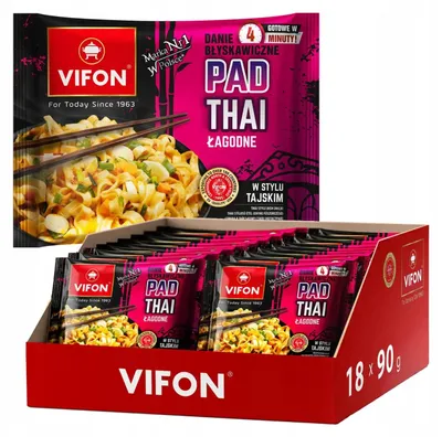 Produktbild von VIFON Pad Thai Instant Nudel Gericht 18x 90g - Weizennudeln Hühnergeschmack