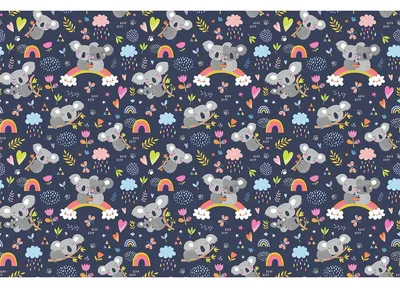 Produktbild von Kindermöbelaufkleber mit verliebten Koalas auf einem Regenbogen, 40 x 60 cm