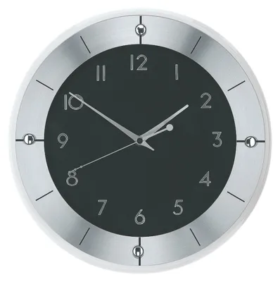 Produktbild von AMS W9449 Wanduhr mit facettiertem Mineralglas und geschliffenem Aluminium