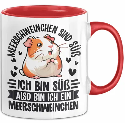 Produktbild von Meerschweinchen-Besitzer Tasse Geschenk Lustiger Spruch Meerschweinchen Sind Süß Also Bin Ich Ein Meerschweinchen (Rot)