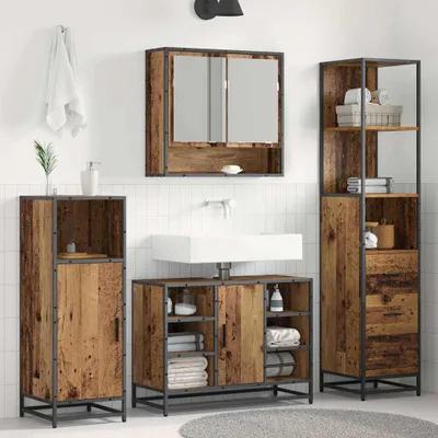 Produktbild von "Schlussverkauf" Badezimmer Sets - Badmöbel mit Stauraum - Altholz 35x37,5x166 cm Holzwerkstoff  C13342