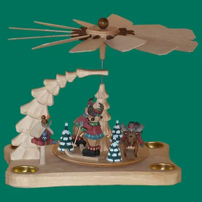 Produktbild von Tischpyramide Elche geschnitzt groß Höhe 26cm NEU
