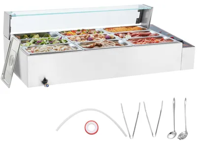 Zdjęcie produktu dla Profesjonalny Komercyjny Podgrzewacz Do Żywności Vevor 9 Pojemników 1500W