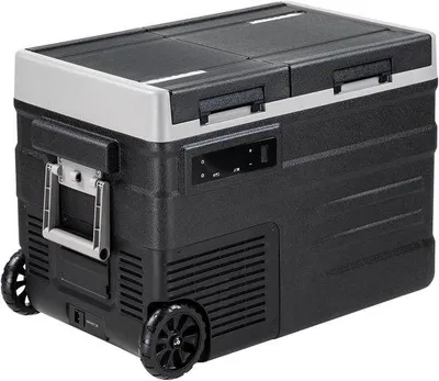 Zdjęcie produktu dla Przenośna lodówka – zamrażarka elektryczna – do samochodu i kampera – podwójna kontrola temperatury – 40,5 litra – czarna