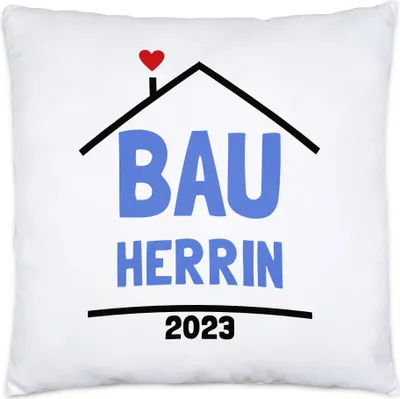 Produktbild von Bauherrin 2023 Kissen Hausbau Richtfest Häuslebauer Geschenk Einzug Eigenheim Spruch Lustig 40x40cm