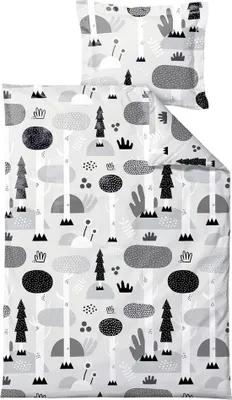 Produktbild von Södahl Kinder Bettwäsche Bettgarnitur 100x140 40x45 Kids Magic Forest black