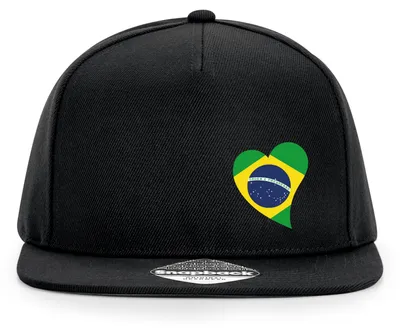 Produktbild von Huuraa Cappy Mütze Brasilien Flagge Herz Black Polyester Snapback Kappe Geschenkidee