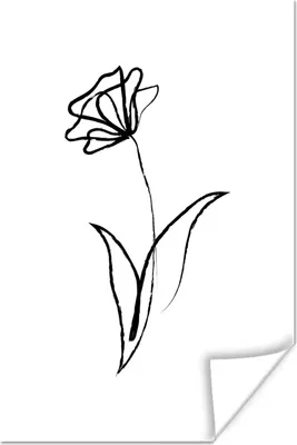 Produktbild von MuchoWow® Poster Blumen - Linienkunst - Tulpen 40x60 cm - Plakate für die Wand - Poster Babyzimmer