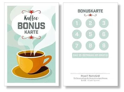 Zdjęcie produktu dla Karty bonusowe do kawy 125 szt papierowe dla kawiarni restauracji