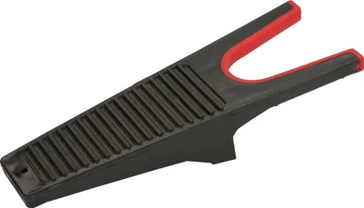 A black and red boot jack on a white background.