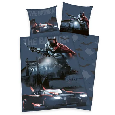 Produktbild von Batman Bettwäsche Fotodruck Dark Knight Batmobil 100 % Baumwolle 135 x 200 cm 80 x 80 cm