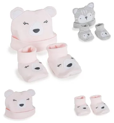 Produktbild von Cangaroo Babymütze und Füßlinge Rey 100 % Baumwolle, Erstlingsmütze Umfang 37 cm rosa