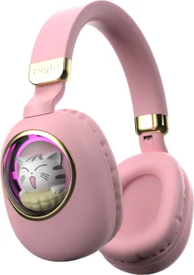 Produktbild von Kabellose Kopfhörer, Bluetooth 5.3, Gaming-Headset-Unterstützung, AUX IN, cooles, farbenfrohes Ambiente, Licht, einziehbarer Kopfbalken, faltbare Aufbewahrung, Rosa