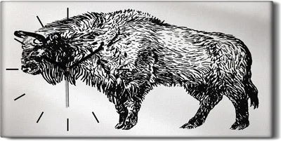 Produktbild von Dekor Leinwand Uhr Wandbilder Kunstdruck 60x30 Bison schwarze Tuschezeichnung - schwarze Hände