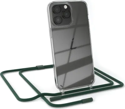 Produktbild von EAZY CASE Handykette für Apple iPhone 14 Pro Max, Clear Case aus Silikon, mit Umhängeband, abnehmbare Endstücke, Handyband in Grün