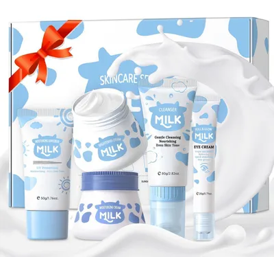 Image de Kit de soins pour la peau du visage pour filles, soin anti-âge avec acide hyaluronique, coffret de 5 produits