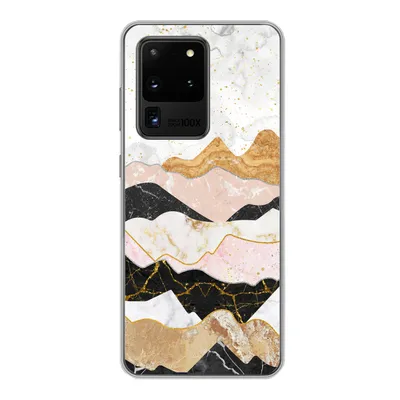 Produktbild von MuchoWow® Handyhülle Schutzhülle Hülle für Samsung Galaxy S20 Ultra Marmor - Gold - Pastell Silikon Softcase Handy Hülle - Karteninhaber