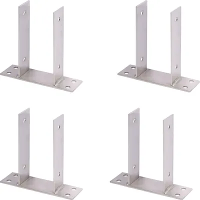 Obrázek produktu pro Alberts 4 x U-Pfostenträger, zum Aufschrauben, Edelstahl, für Holzpfosten 91 mm, Höhe 200 mm