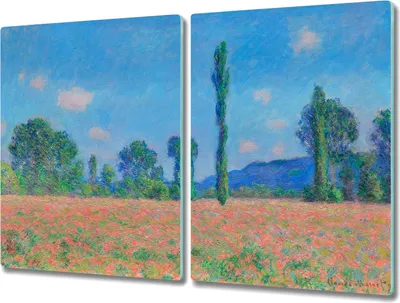 Produktbild von Coloray Kochplattenabdeckung Herdabdeckplatte 2x40x52 cm Hackbrett Schneidebrett Küchenbrett - Monet Wiese Landschaft