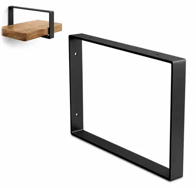 Immagine prodotto di Amig – Supporto a mensola – Staffa a parete rettangolare – Robusto, stabile e dal design moderno – 210 x 310 mm – Acciaio – Nero opaco