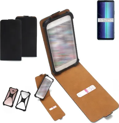 Produktbild von K-S-Trade Handyhülle Schutzhülle kompatibel mit Sony Xperia 8 Lite Hülle Case Cover Flip Style Bumper schwarz 1x