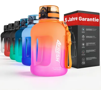 Immagine prodotto di Borraccia 4FRESH da 1700 ml in Tritan – Borraccia da un gallone senza BPA con apertura a scatto, scala graduata e cinturino da trasporto