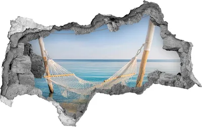Produktbild von Selbstklebender Loch-3D-Aufkleber 95x73 cm Hammock am Meer