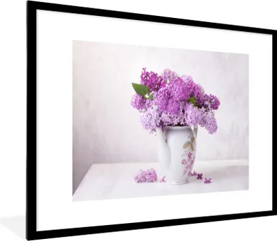 Produktbild von MuchoWow® MuchoWow® Gerahmtes Poster Flieder - Stilleben - Blätter 80x60 cm - Poster mit zchwarzem Bilderrahmen - Schlafzimmer-Dekorationen - Fotoposter