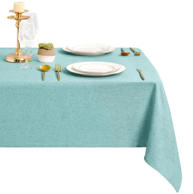 Produktbild von Tischdecke Leinenoptik 110x140cm Blau Abwaschbar Outdoor Wetterfest