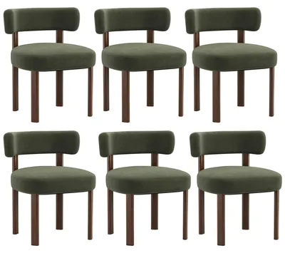 Produktbild von 6er-Set Esszimmerstühle aus Massivholz, klares und warmes Design, abgerundete Rückenlehne für optimalen Komfort, Grün