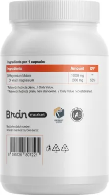Immagine prodotto di BrainMax Energy Magnesium®, 1000 mg, magnesio bitartrato 200 mg, 100 capsule