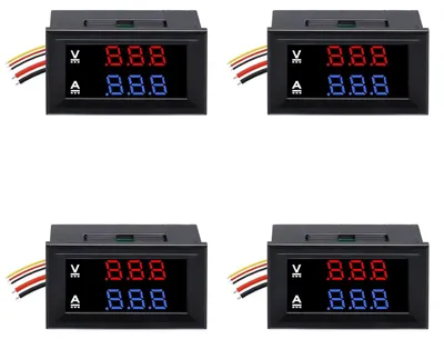 Productafbeelding van LED Voltmeter Ampèremeter - Spanning Stroom Tester - Paneel Meten - Digitaal Weergave - 0-100V 10A - Rood Blauw