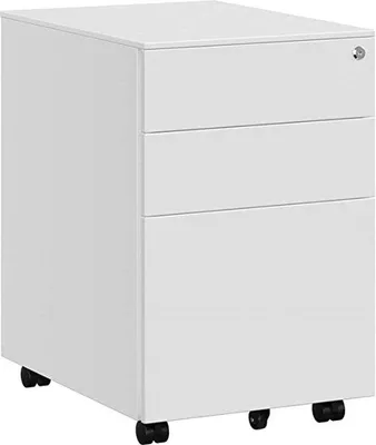 Produktbild von Famanu Ladenschrank mit 3 Schubladen - mobil und abschließbar, 39 x 60 x 52 cm - Weiß