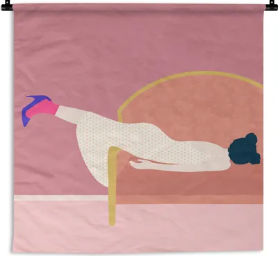 Produktbild von MuchoWow® Wandteppich Wandbehang Vintage - Frauen - Pastell 150x150 cm Tapisserie Dekoration Wandtuch - Wohnaccessoires - Modernes