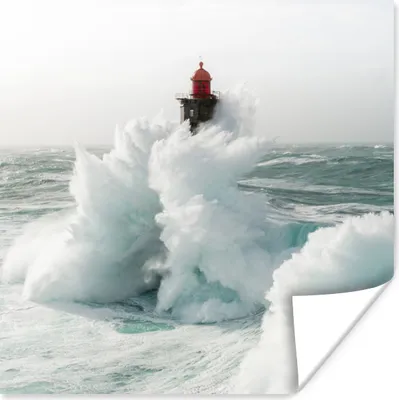Produktbild von MuchoWow® Poster Leuchtturm - Golf - Rot 50x50 cm - Wohnzimmerdekoration