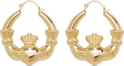 Produktbild von Klassische 9 Karat (375) Gold Damen - Claddagh Creolen / Ohrringe - 28mm*25mm; TRS26329
