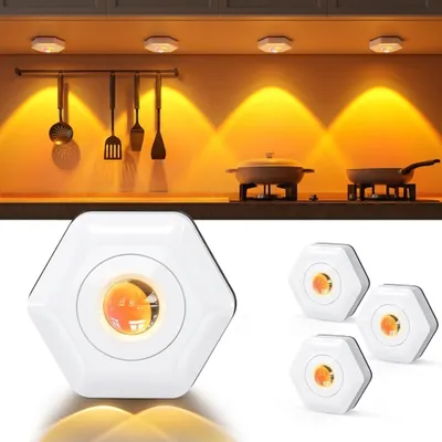 Obrázok produktu pre 4x LED bodové svietidlá Sunset na batérie, osvetlenie vitrín, podstavcové svietidlá, bezdrôtové LED svietidlá Sunset, osvetlenie skríň, atmosférické dekoratívne svietidlá, nočné svietidlá