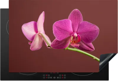 Produktbild von KitchenYeah© Herdabdeckplatte Blumen - Orchideen - Rosa , 78x52cm, Küche Deko, Glaskeramikkochfeld Herdabdeckung, Abdeckplatte fùr Kochfeld