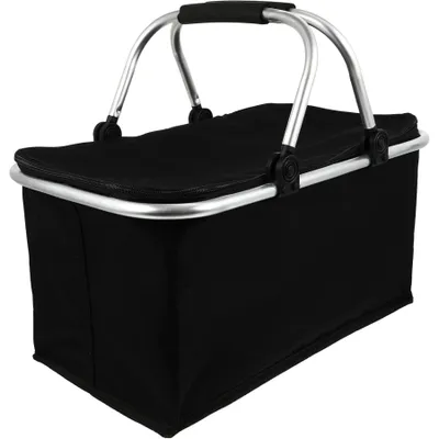 Produktbild von Einkaufskorb faltbar,Picknickkorb mit Silikon Tragegriffen&Reißverschluss am Deckel Groß,Stabiler für Reisen, Picknick, Einkaufen, Geschenke(Schwarz)
