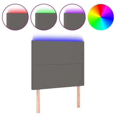 Image de vidaXL Tête de lit LED Gris 80x5x118/128 cm Similicuir