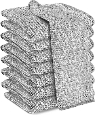 Produktbild von 8 Stück Mehrzweck Geschirrspüllappen Nylon Mikrofaser Reinigungstücher Wiederverwendbar Putztücher für Nass Trocken Kratzfestes Drahtgeschirrtuch Geschirrtücher Spüllappen für Küchen Geschirr