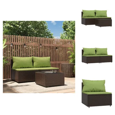 Produktbild von vidaXL 3-tlg. Garten-Lounge-Set mit Kissen Braun Poly Rattan - Gartensofas