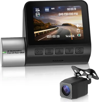 Immagine prodotto di Registratore per auto 4K: telecamera anteriore singola e doppia telecamera posteriore 2K, registrazione 1080p, Wi-Fi e GPS