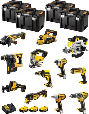 Immagine prodotto di DeWALT Kit DWK1200T (DCD796+DCH273+DCG405+DCF887+DCF894+DCS331+DCS391+ DCS355+DCP580+DCS369+DCL050+DCF620+3x5,0Ah+DCB115)